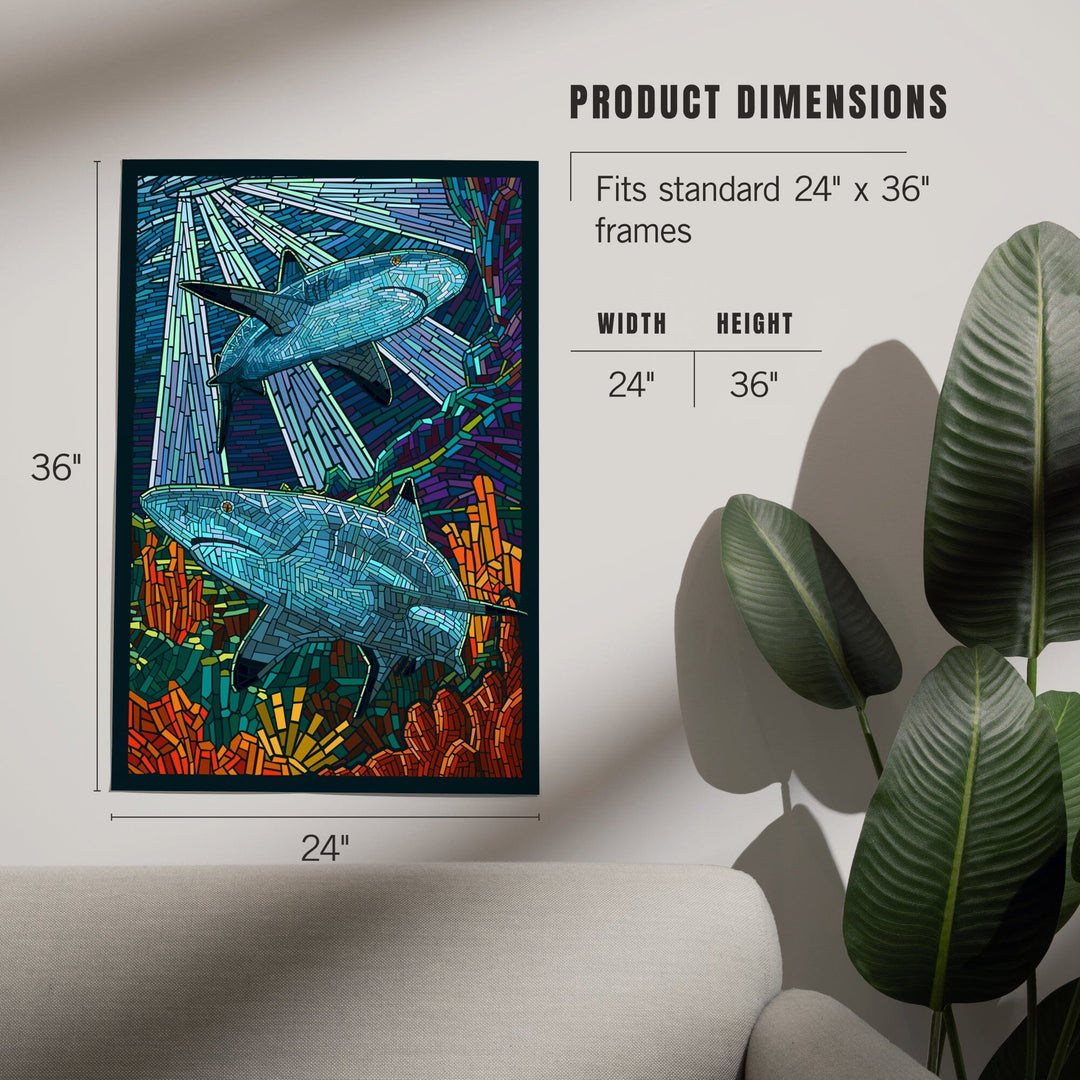 Black Tip Reef Shark, Paper Mosaic, Art & Giclee Prints - Lantern Press