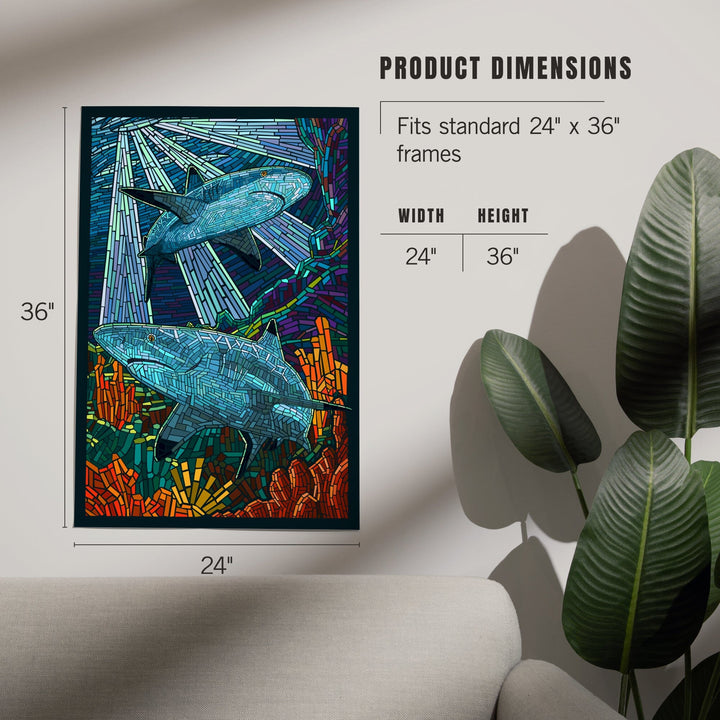 Black Tip Reef Shark, Paper Mosaic, Art & Giclee Prints - Lantern Press
