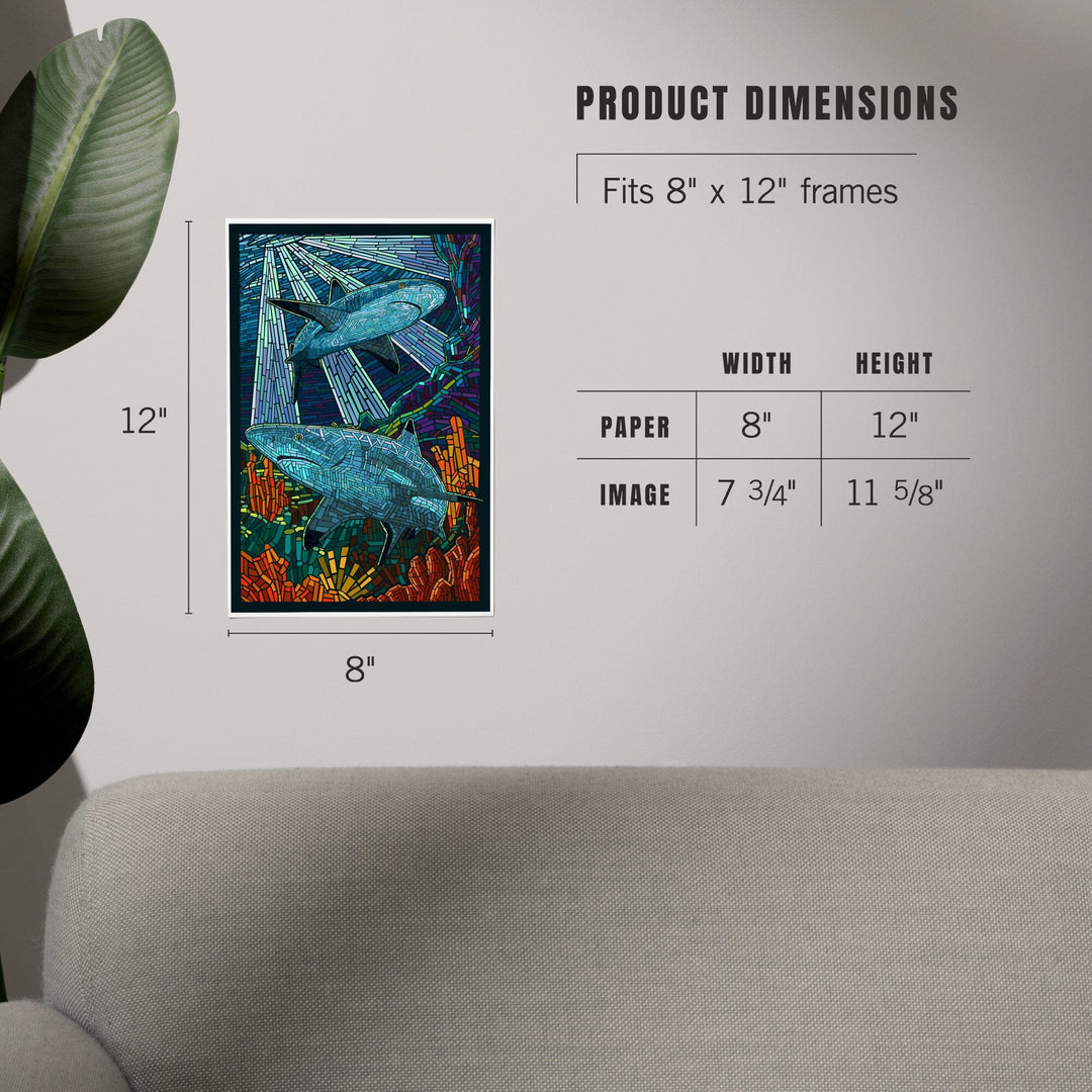 Black Tip Reef Shark, Paper Mosaic, Art & Giclee Prints - Lantern Press