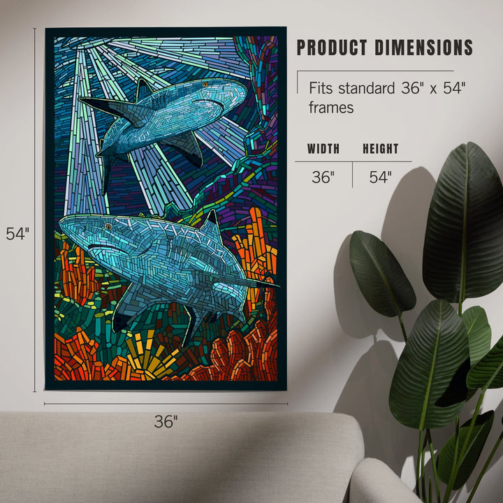 Black Tip Reef Shark, Paper Mosaic, Art & Giclee Prints - Lantern Press