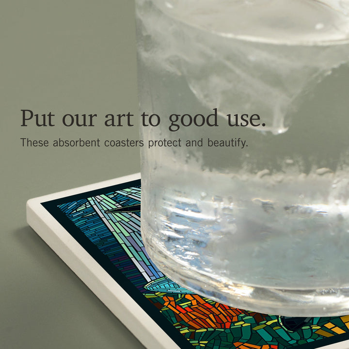 Black Tip Reef Shark, Paper Mosaic, Coasters Coasters Lantern Press