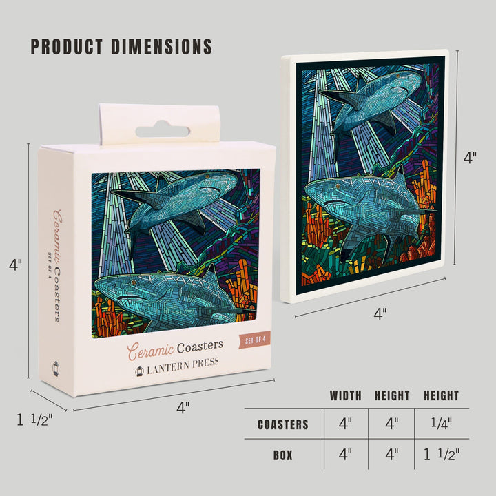 Black Tip Reef Shark, Paper Mosaic, Coasters Coasters Lantern Press