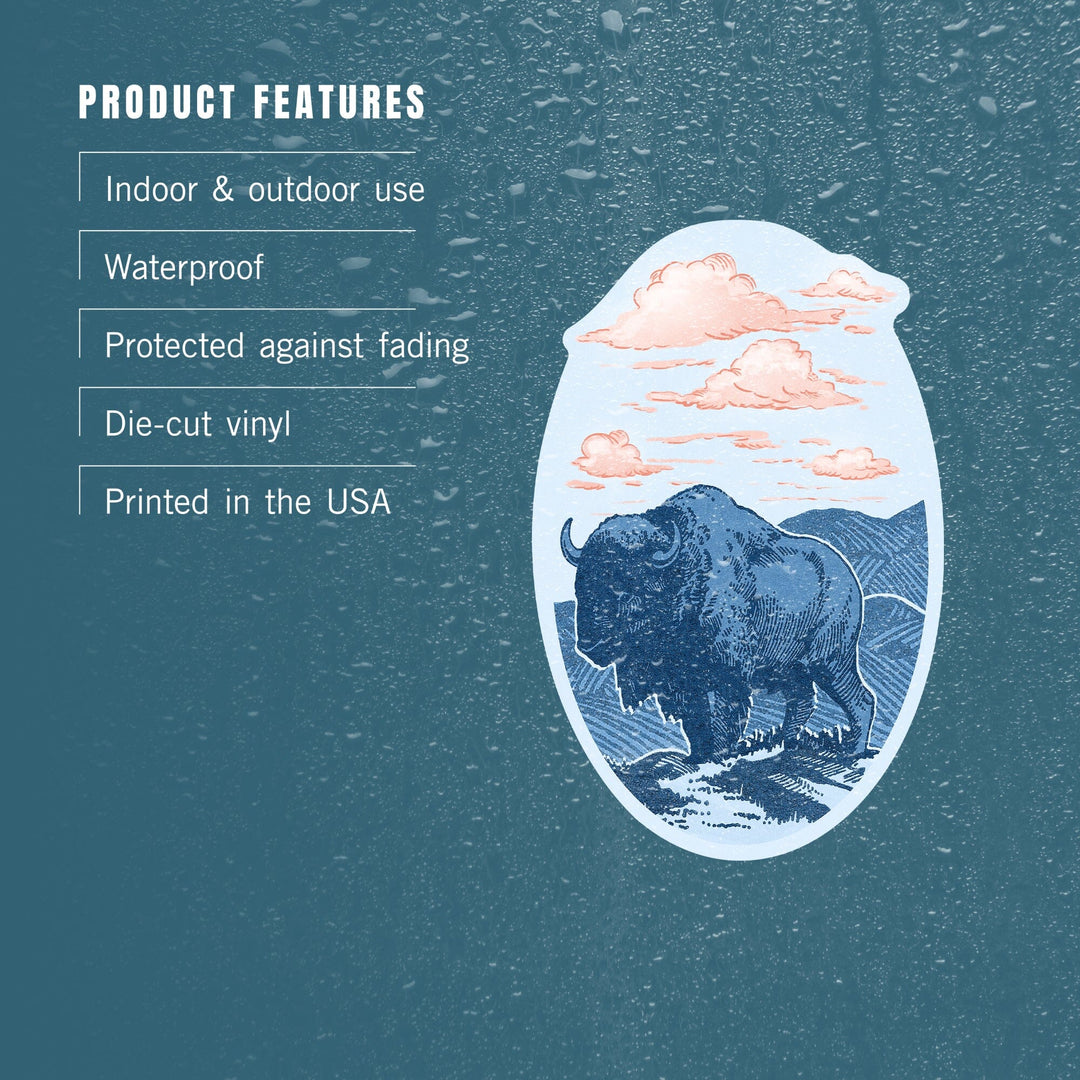 Blue Buffalo, Contour, Vinyl Sticker - Lantern Press