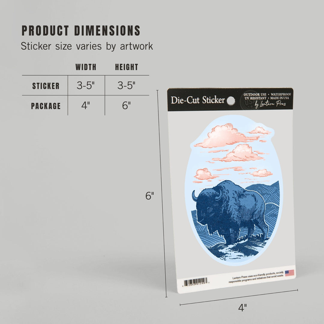 Blue Buffalo, Contour, Vinyl Sticker - Lantern Press