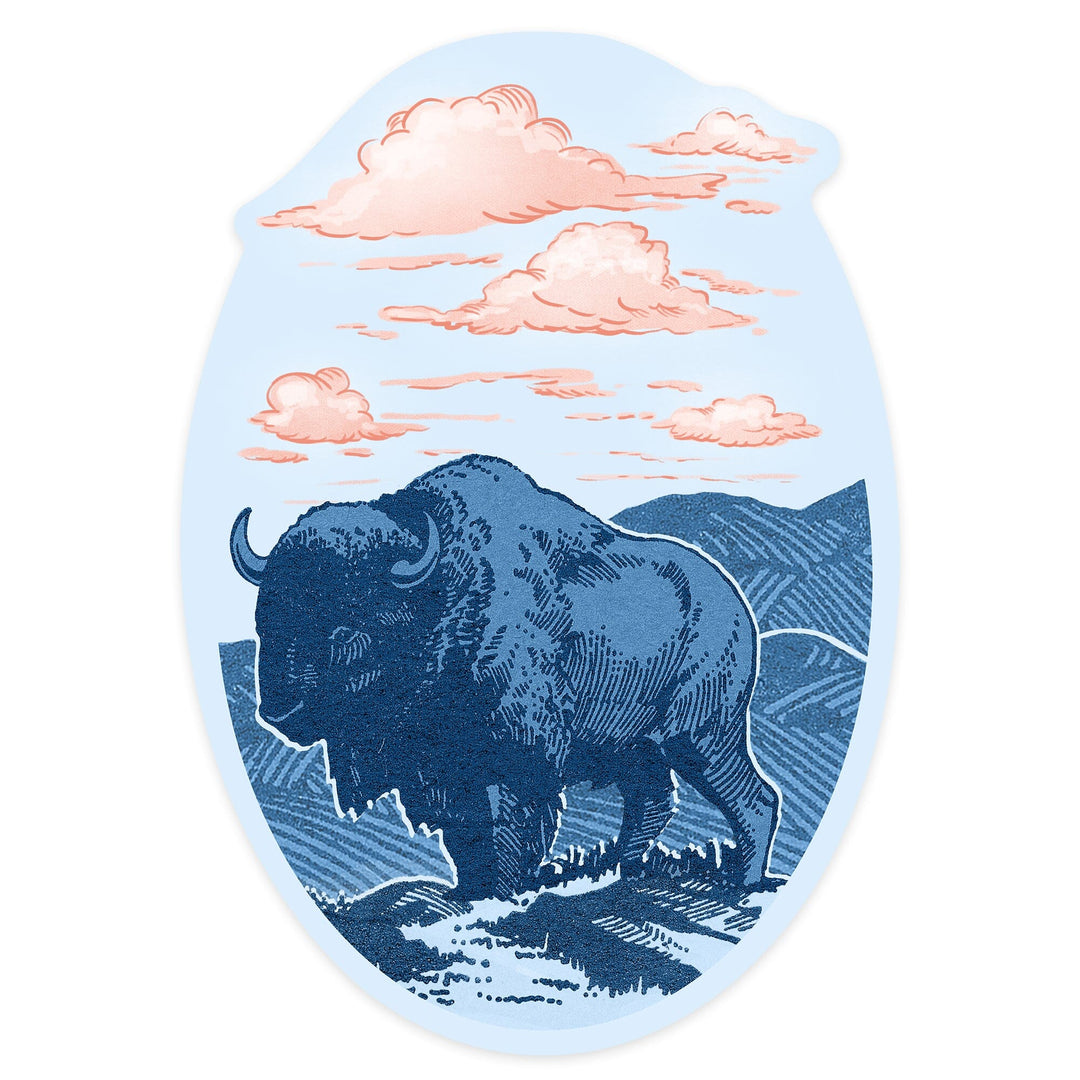 Blue Buffalo, Contour, Vinyl Sticker - Lantern Press