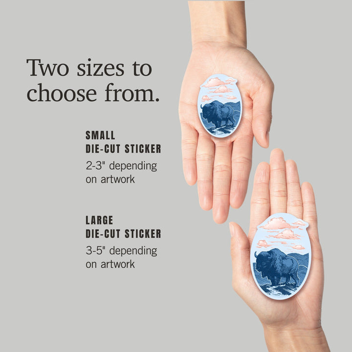 Blue Buffalo, Contour, Vinyl Sticker - Lantern Press