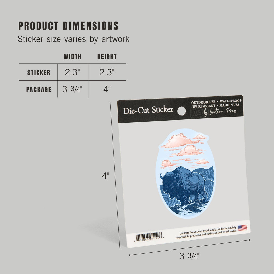 Blue Buffalo, Contour, Vinyl Sticker - Lantern Press