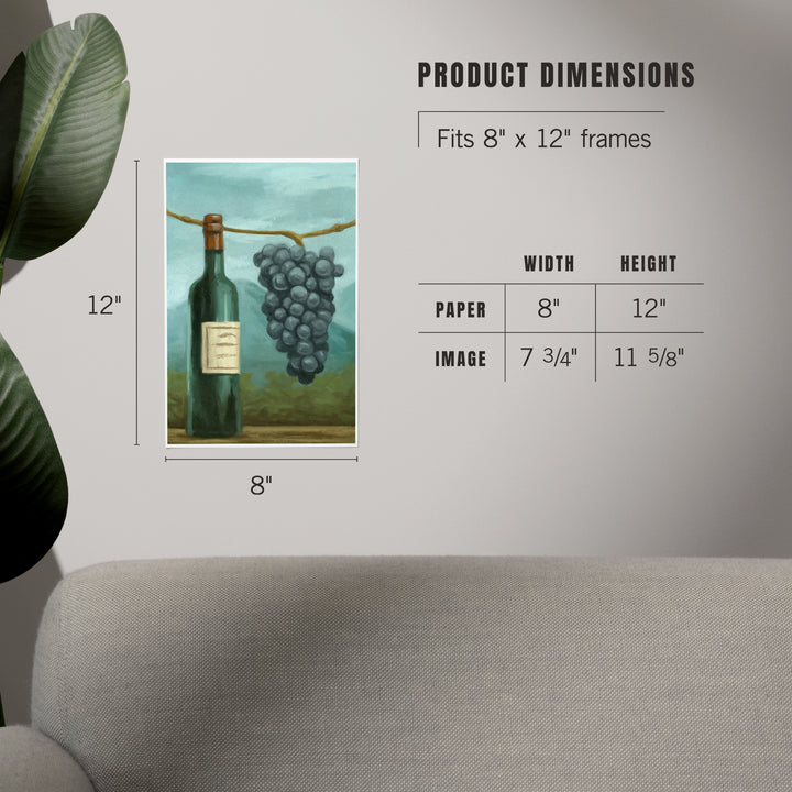 Blue Grapes and Wine Bottle, Oil Painting, Art & Giclee Prints Art Lantern Press
