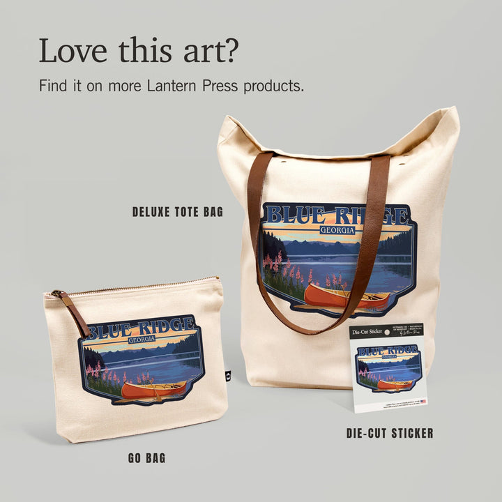 Blue Ridge, Georgia, Canoe & Lake, Contour, Lantern Press Artwork, Vinyl Sticker - Lantern Press