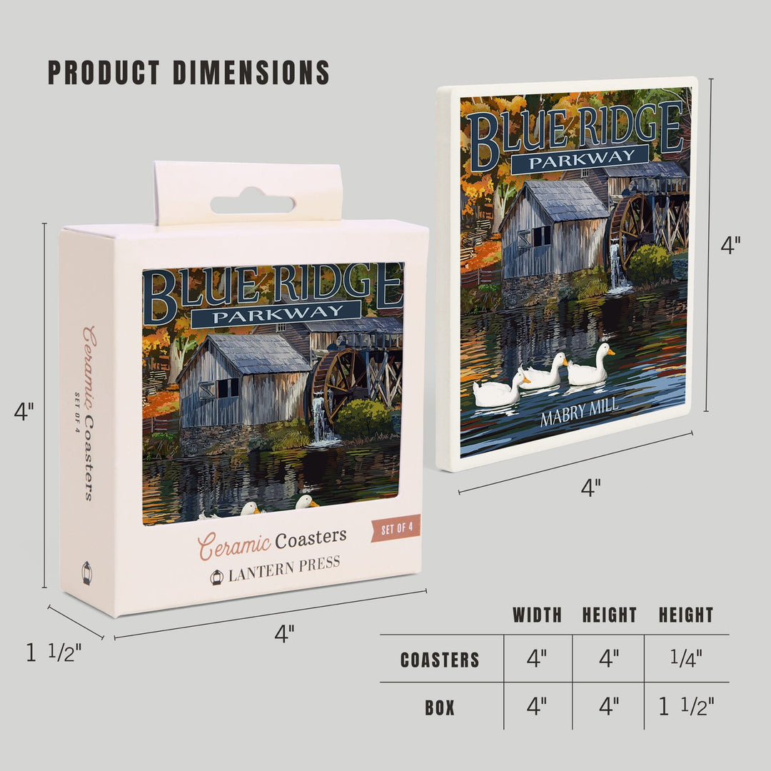 Blue Ridge Parkway, Virginia, Mabry Mill, Coasters Coasters Lantern Press