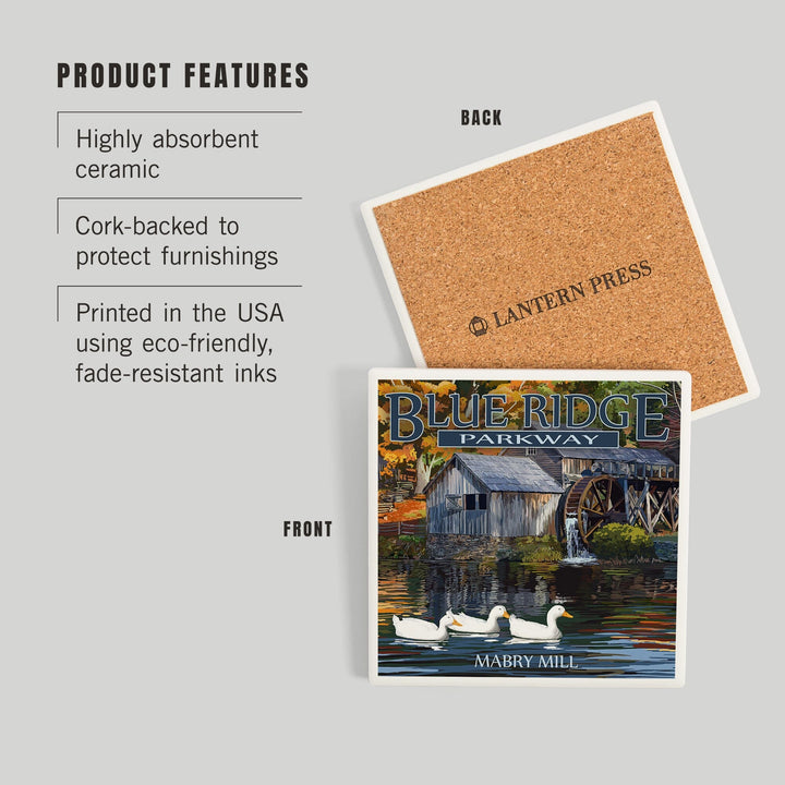 Blue Ridge Parkway, Virginia, Mabry Mill, Coasters Coasters Lantern Press