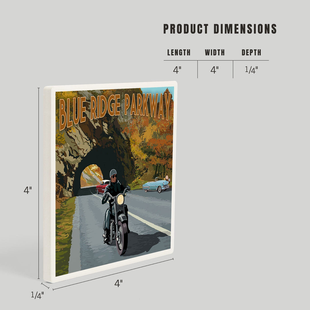 Blue Ridge Parkway, Virginia, Motorcycle Scene, Coasters Coasters Lantern Press