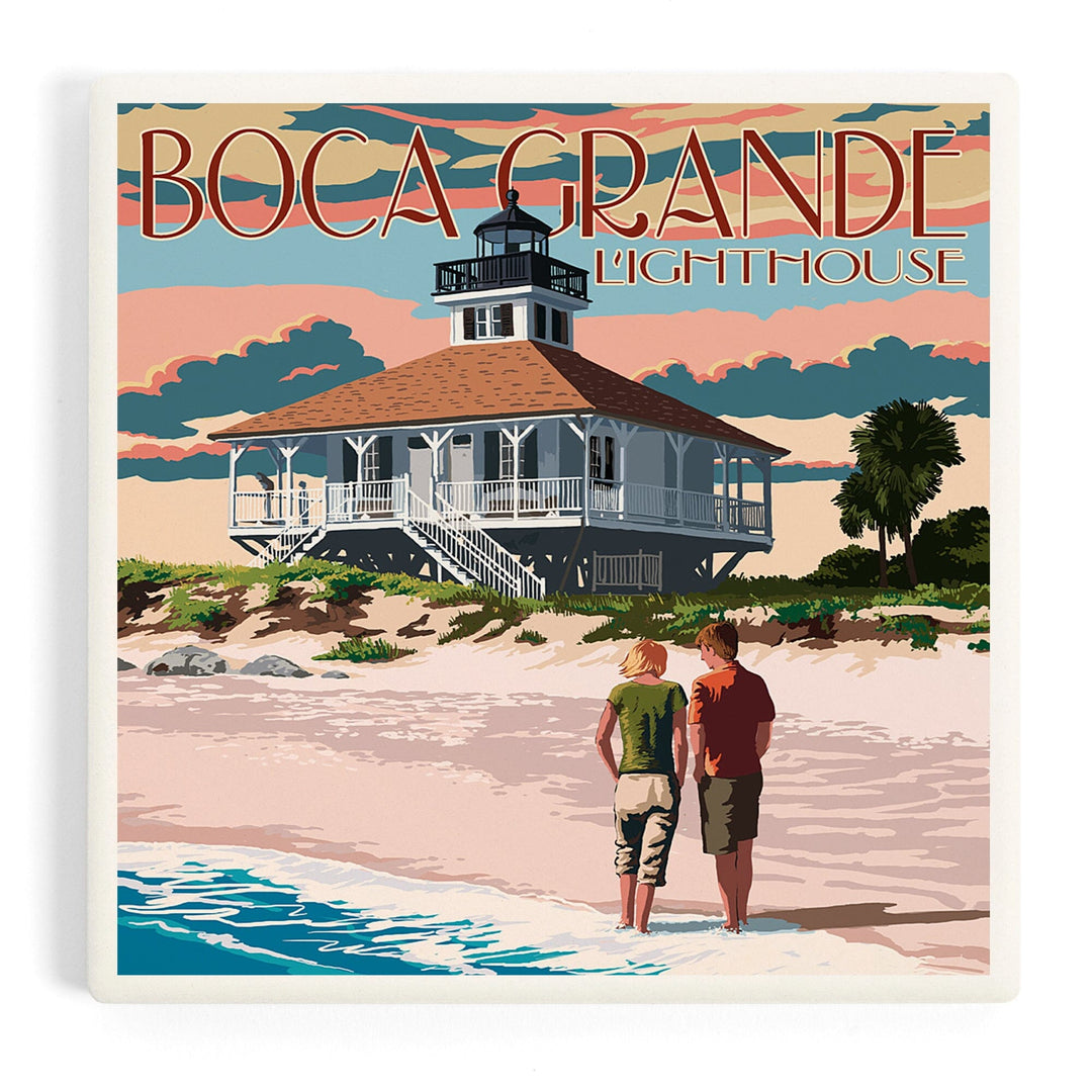 Boca Grande, Florida, Lighthouse, Coasters Coasters Lantern Press