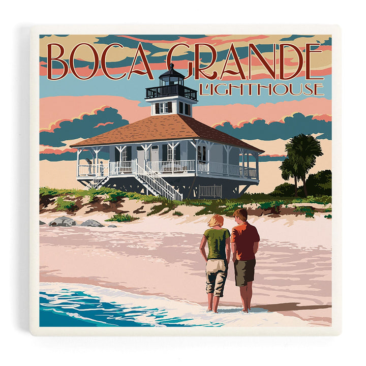 Boca Grande, Florida, Lighthouse, Coasters Coasters Lantern Press