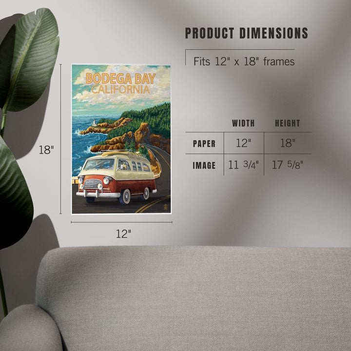 Bodega Bay, California, Camper Van, Art & Giclee Prints - Lantern Press