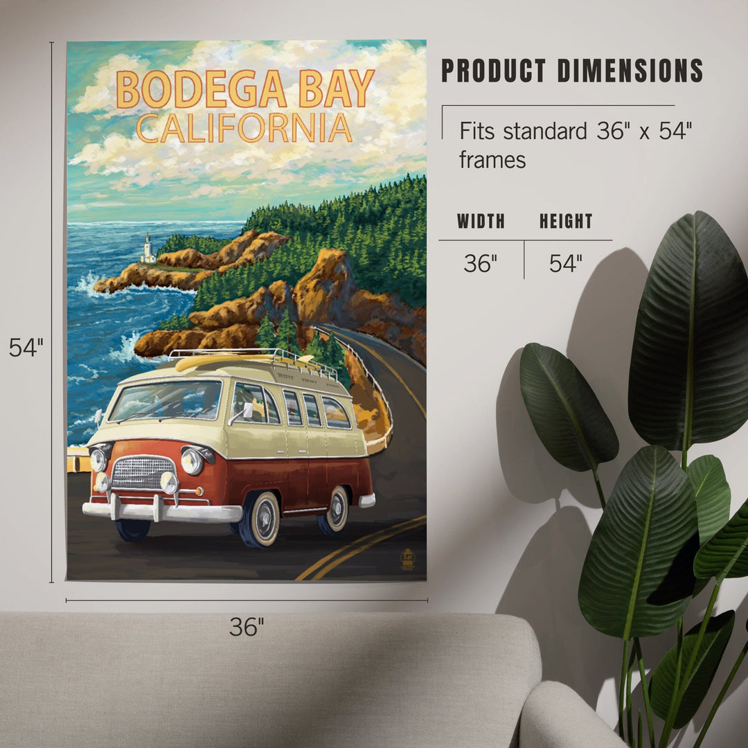 Bodega Bay, California, Camper Van, Art & Giclee Prints - Lantern Press