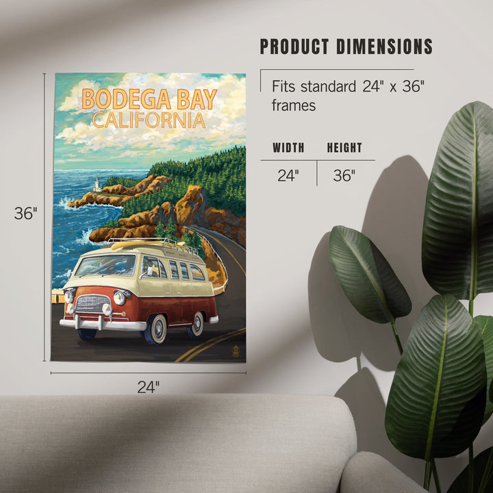 Bodega Bay, California, Camper Van, Art & Giclee Prints - Lantern Press