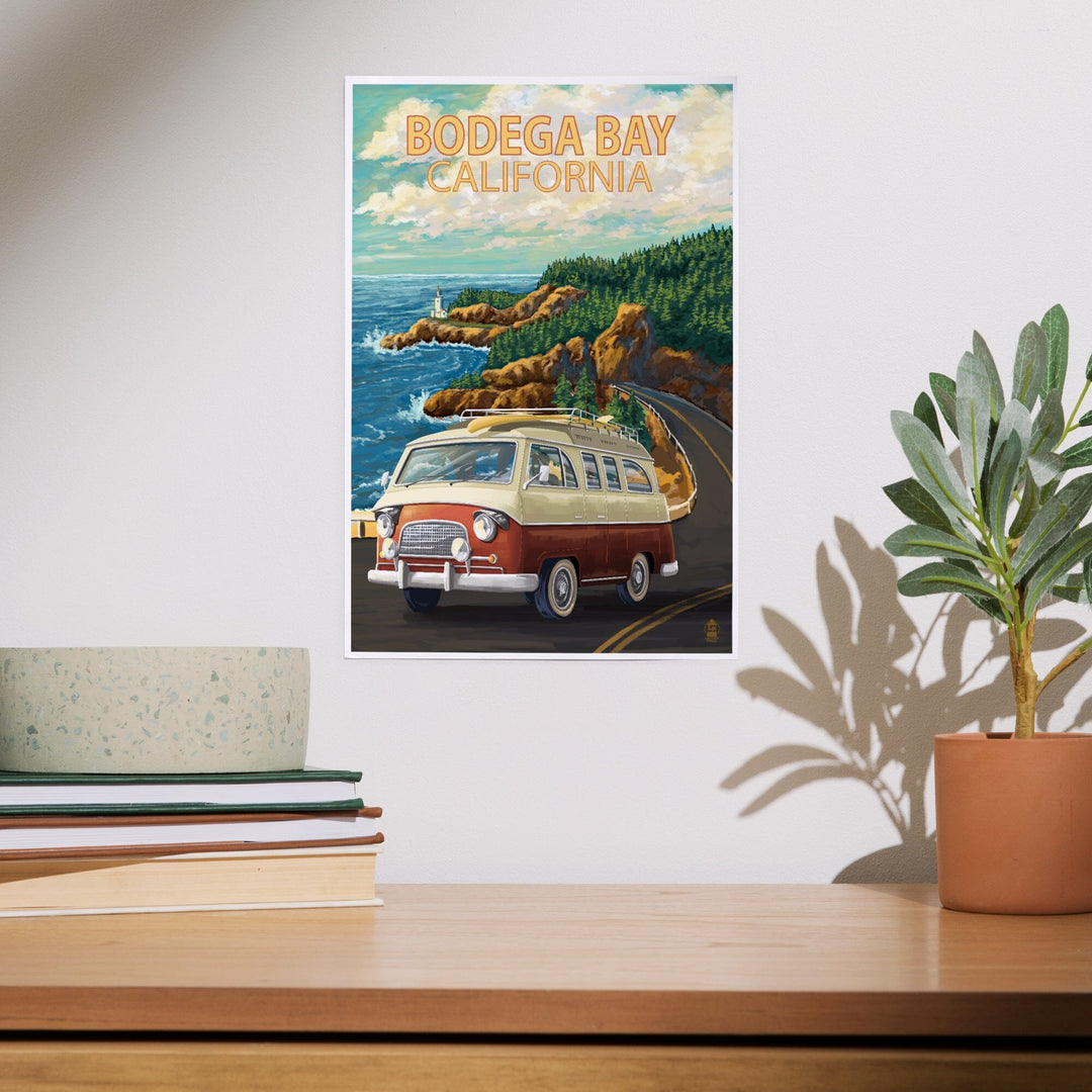 Bodega Bay, California, Camper Van, Art & Giclee Prints - Lantern Press