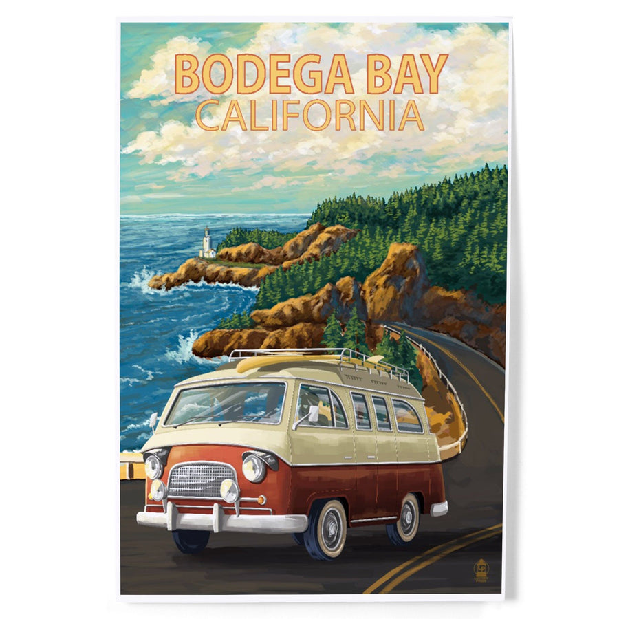 Bodega Bay, California, Camper Van, Art & Giclee Prints - Lantern Press