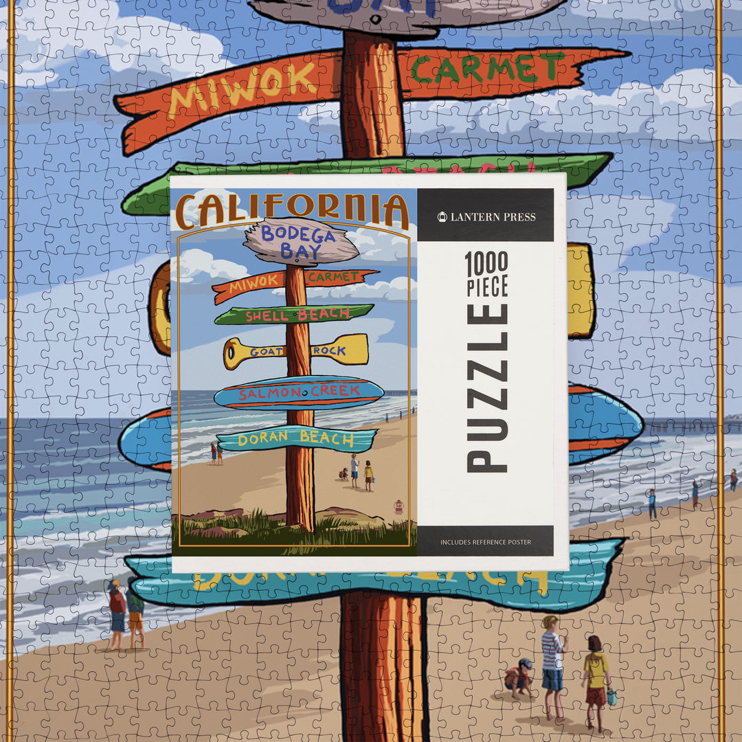 Bodega Bay, California, Destinations Sign, Jigsaw Puzzle Puzzle Lantern Press
