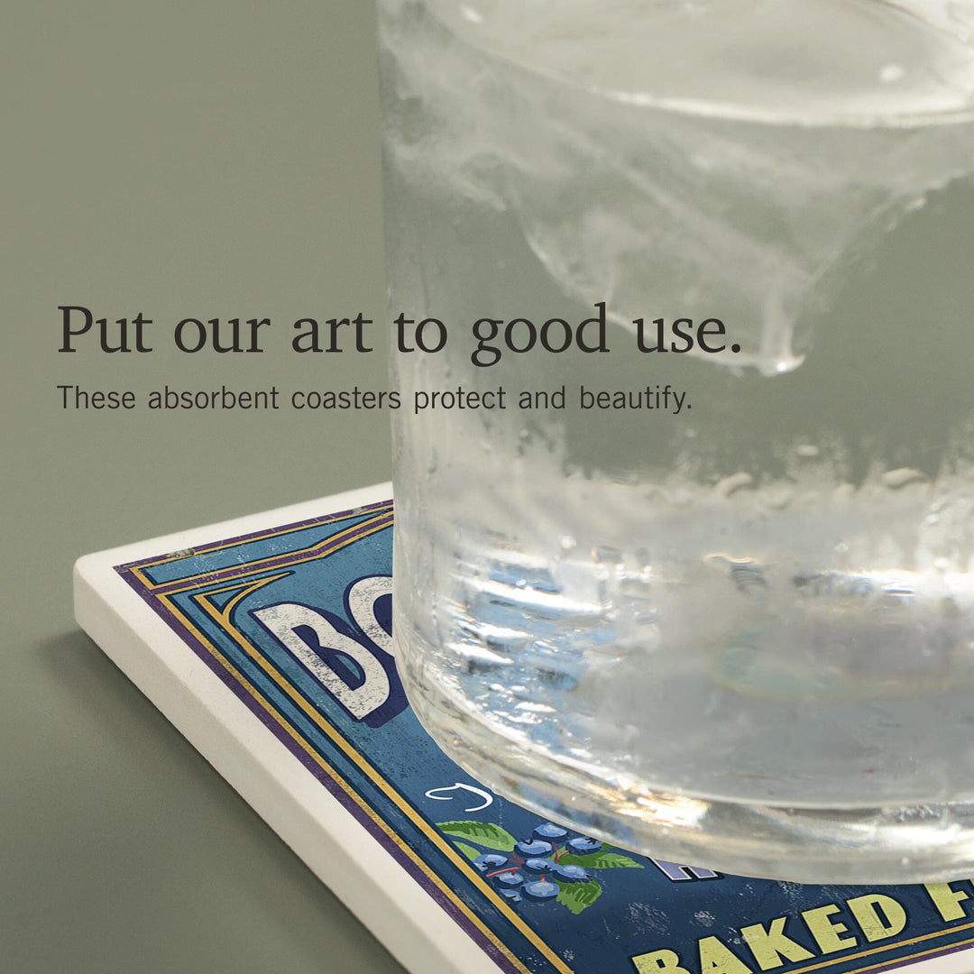 Bonners Ferry, Idaho, Huckleberry Pie Vintage Sign, Coasters Coasters Lantern Press