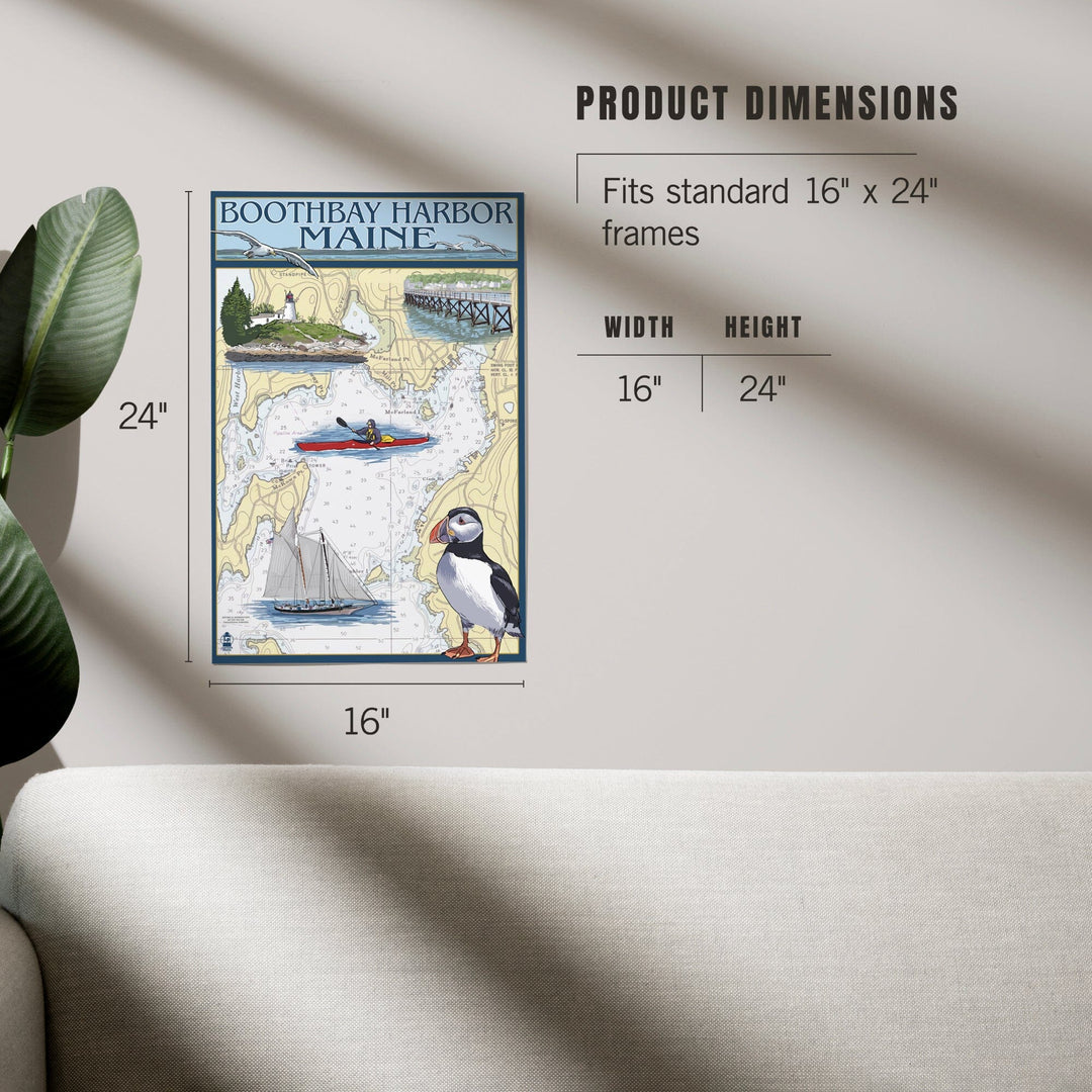 Boothbay Harbor, Maine, Nautical Chart, Art & Giclee Prints - Lantern Press