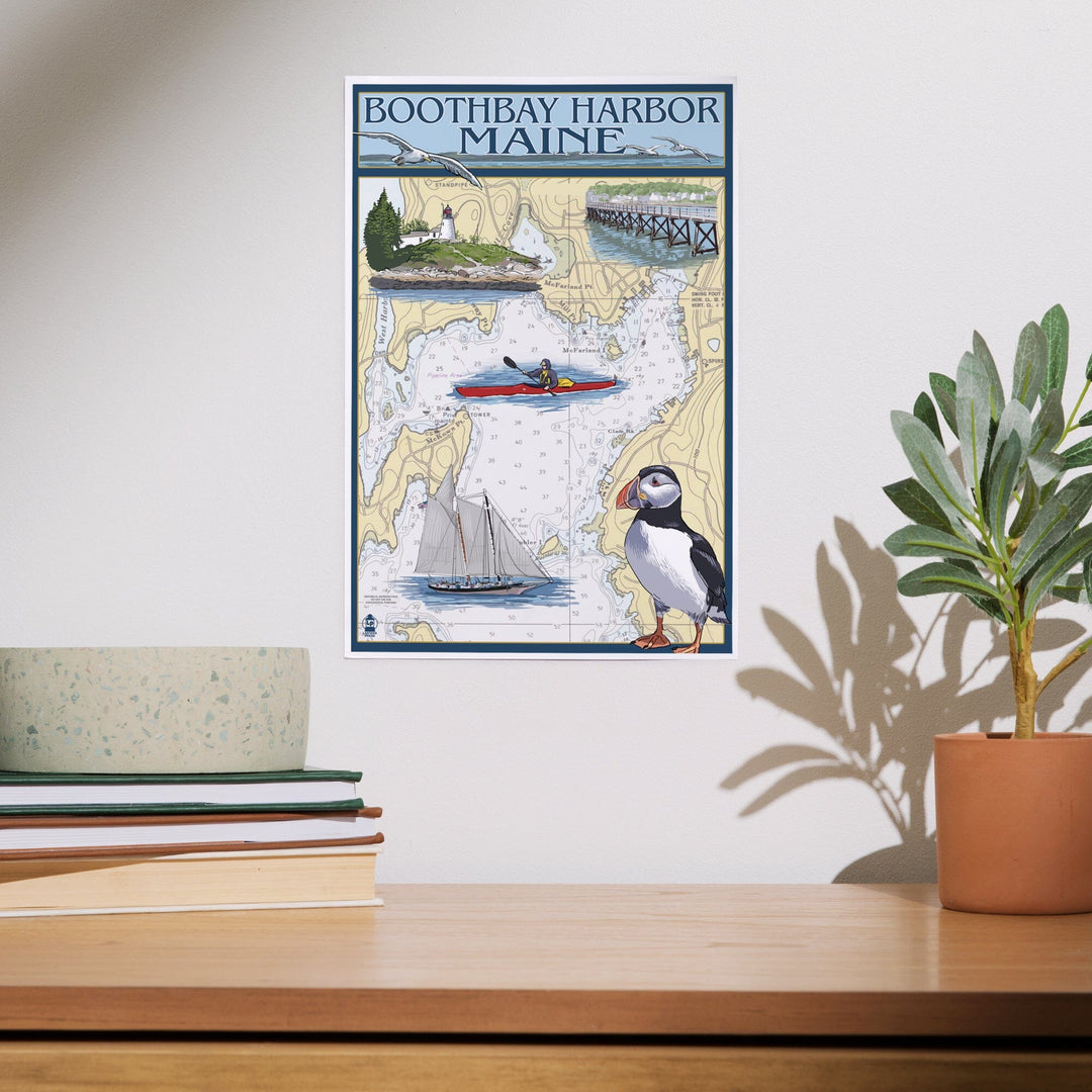 Boothbay Harbor, Maine, Nautical Chart, Art & Giclee Prints - Lantern Press