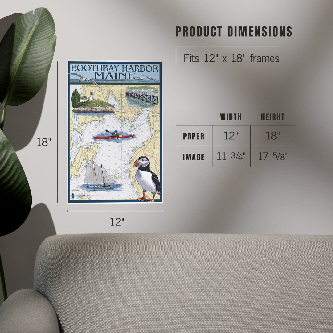 Boothbay Harbor, Maine, Nautical Chart, Art & Giclee Prints - Lantern Press