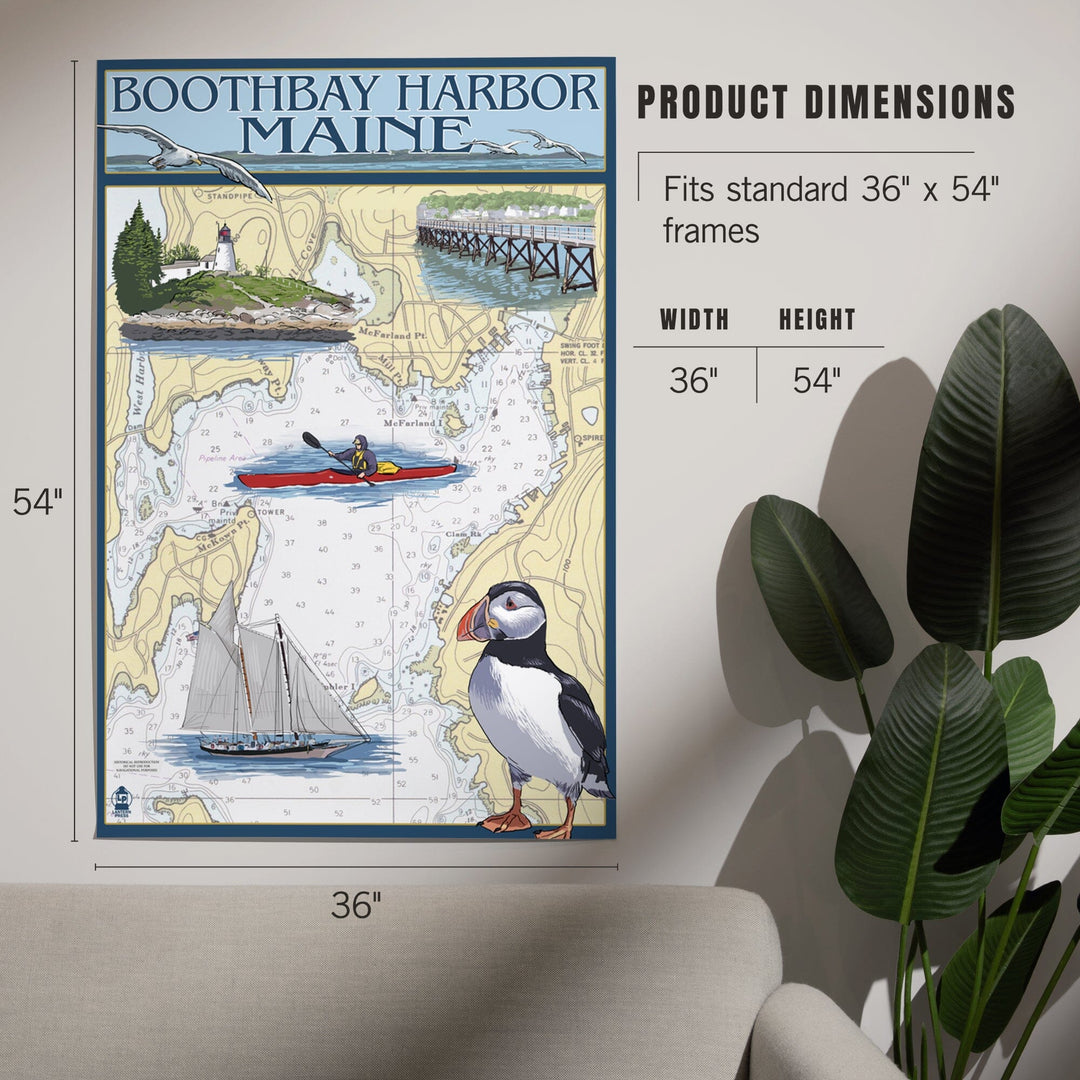 Boothbay Harbor, Maine, Nautical Chart, Art & Giclee Prints - Lantern Press