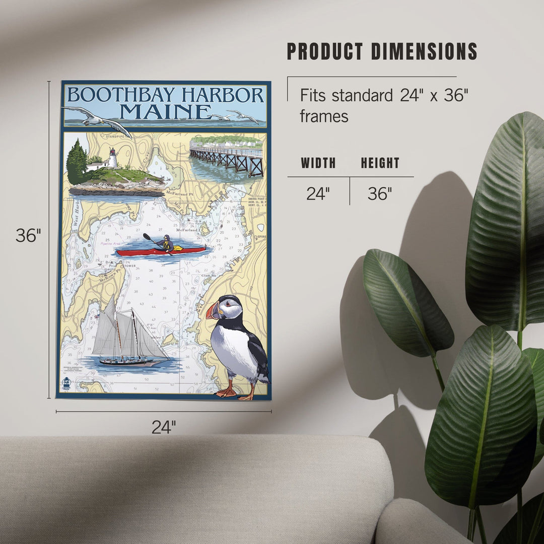 Boothbay Harbor, Maine, Nautical Chart, Art & Giclee Prints - Lantern Press