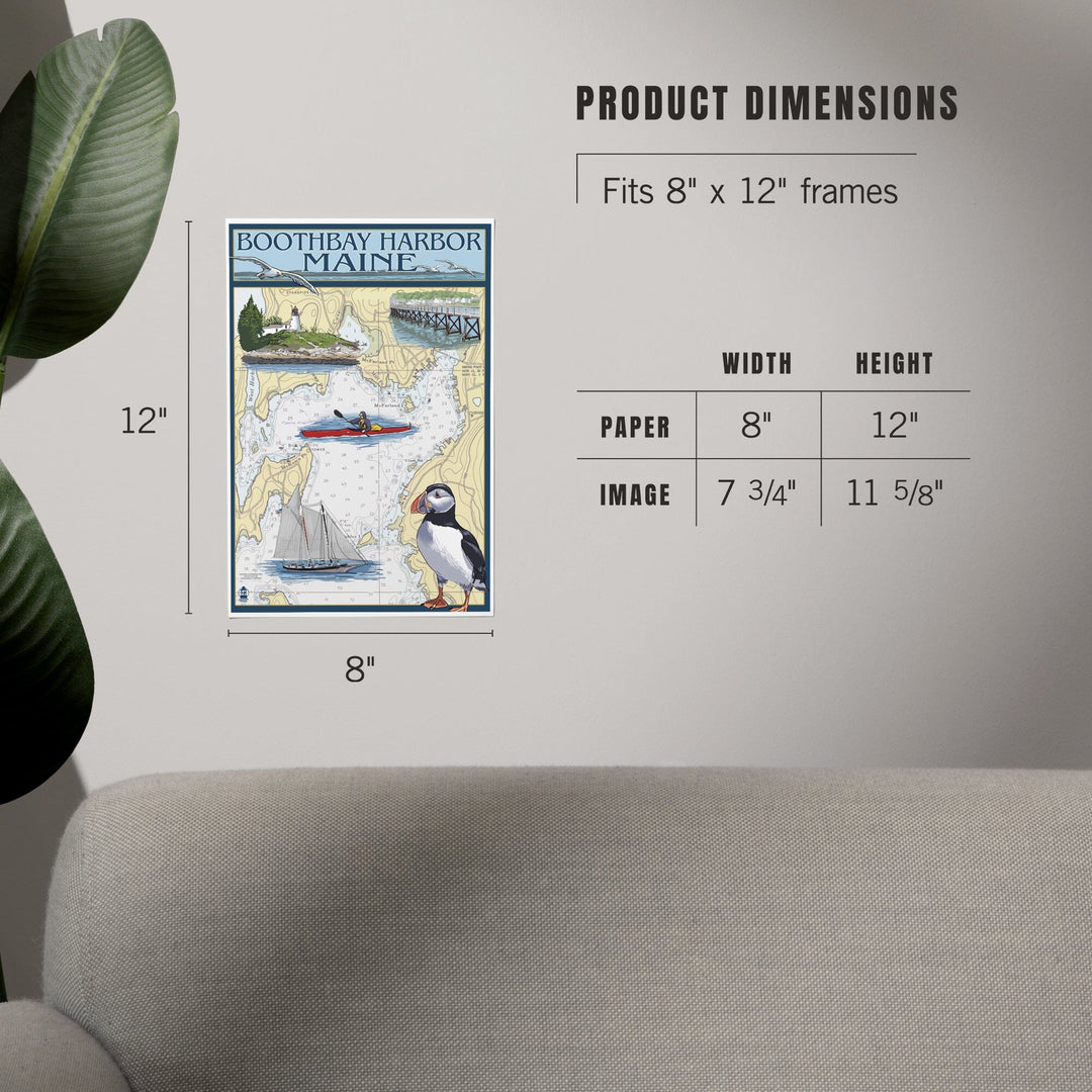 Boothbay Harbor, Maine, Nautical Chart, Art & Giclee Prints - Lantern Press