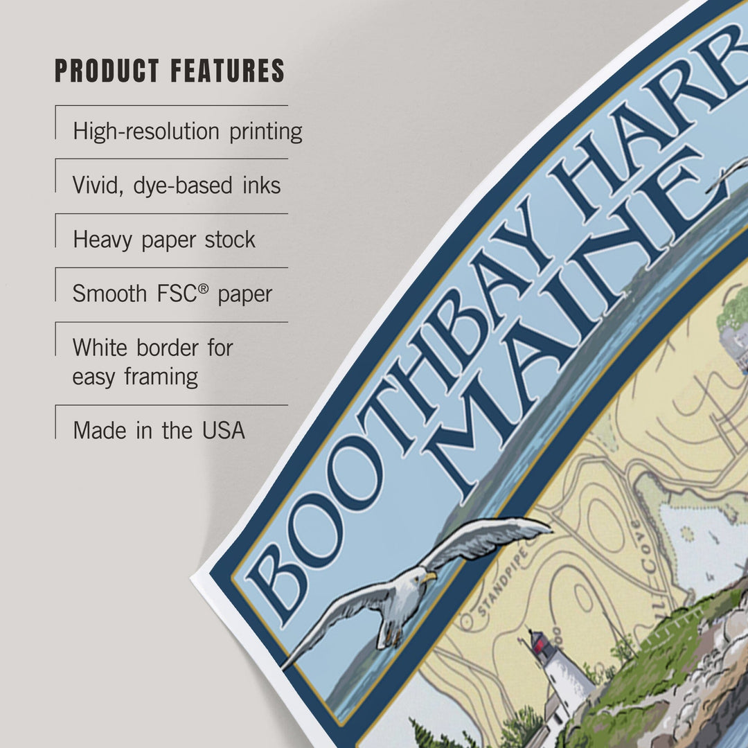 Boothbay Harbor, Maine, Nautical Chart, Art & Giclee Prints - Lantern Press
