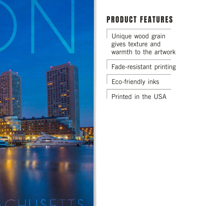 Boston, Massachusetts, Fan Pier at Night, Lantern Press Photography, Wood Signs and Postcards - Lantern Press