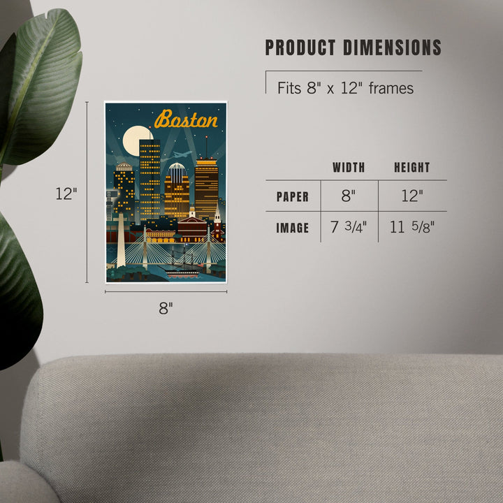 Boston, Massachusetts, Retro Skyline, Art & Giclee Prints - Lantern Press