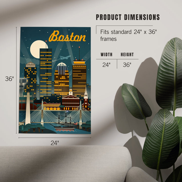 Boston, Massachusetts, Retro Skyline, Art & Giclee Prints - Lantern Press