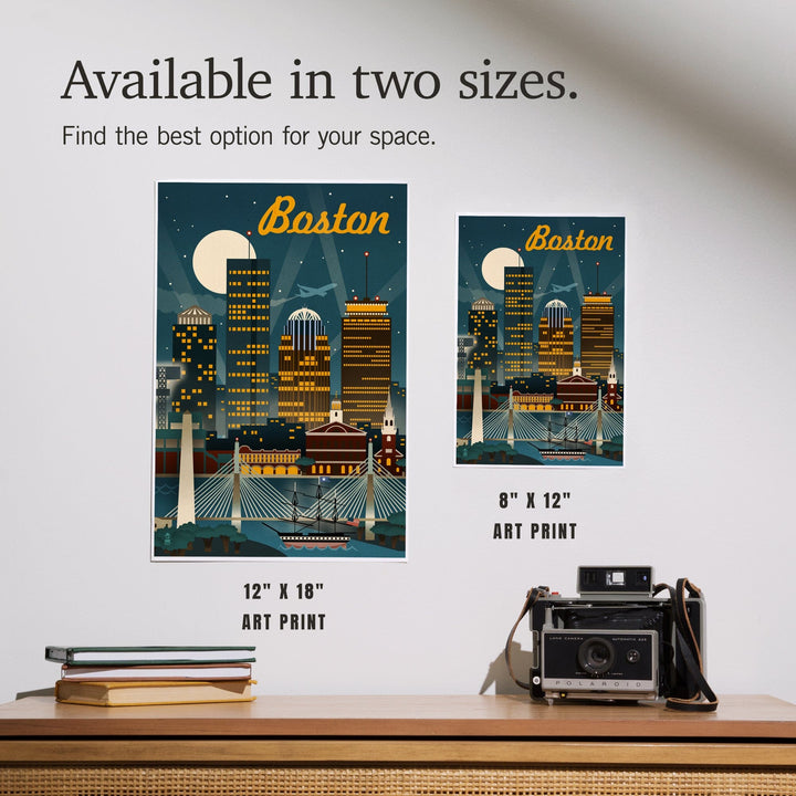 Boston, Massachusetts, Retro Skyline, Art & Giclee Prints - Lantern Press