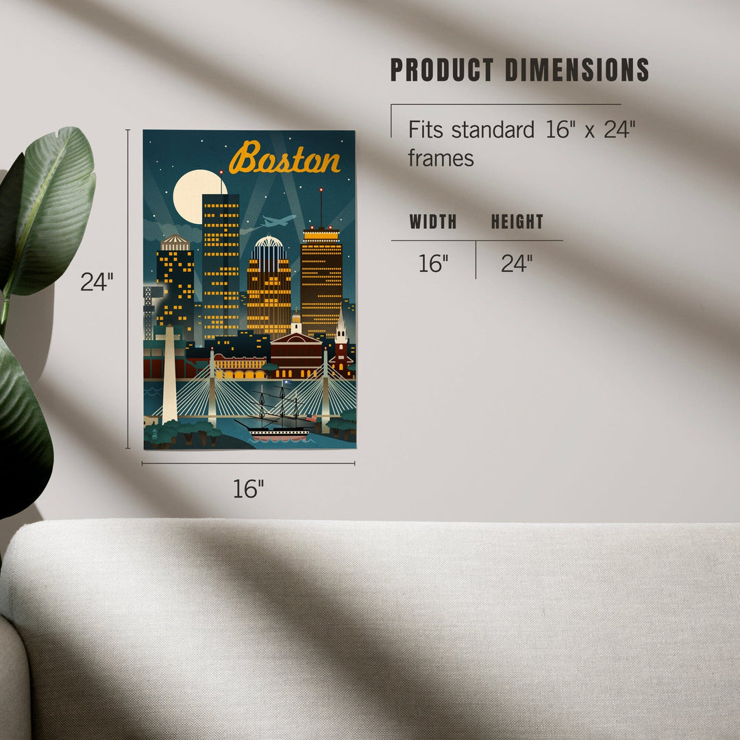 Boston, Massachusetts, Retro Skyline, Art & Giclee Prints - Lantern Press