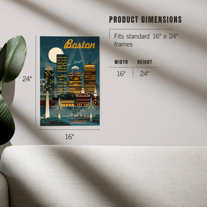 Boston, Massachusetts, Retro Skyline, Art & Giclee Prints - Lantern Press