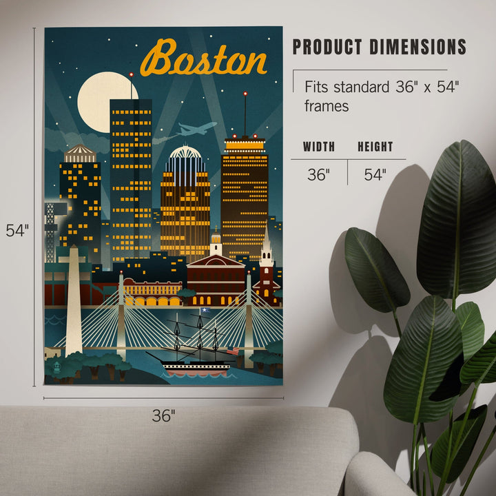 Boston, Massachusetts, Retro Skyline, Art & Giclee Prints - Lantern Press