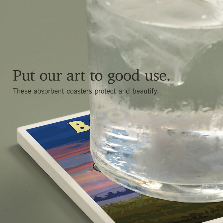 Boulder, Colorado, Bison and Sunset, Coasters Coasters Lantern Press