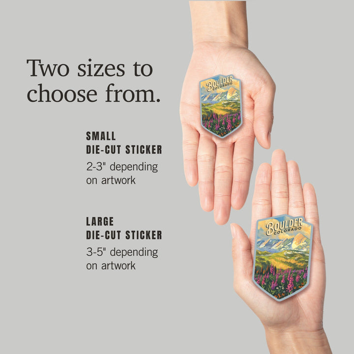 Boulder, Colorado, Flatirons, Oil Painting, Contour, Vinyl Sticker Sticker Lantern Press