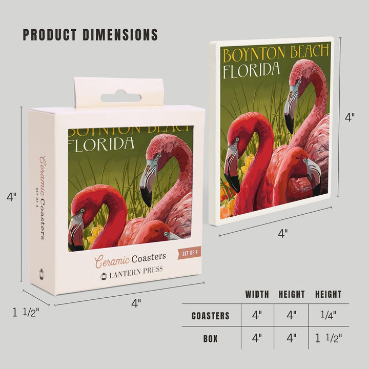 Boynton Beach, Florida, Flamingos, Coasters Coasters Lantern Press