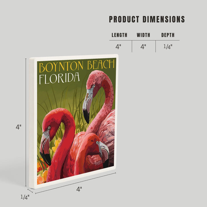 Boynton Beach, Florida, Flamingos, Coasters Coasters Lantern Press