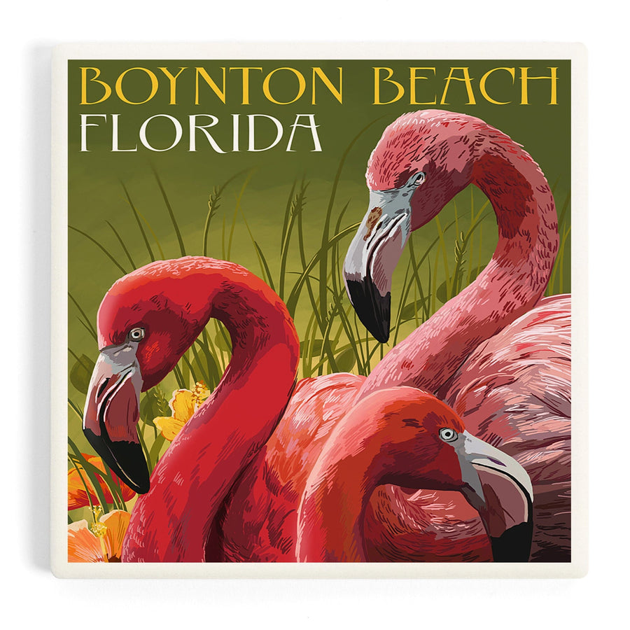 Boynton Beach, Florida, Flamingos, Coasters Coasters Lantern Press