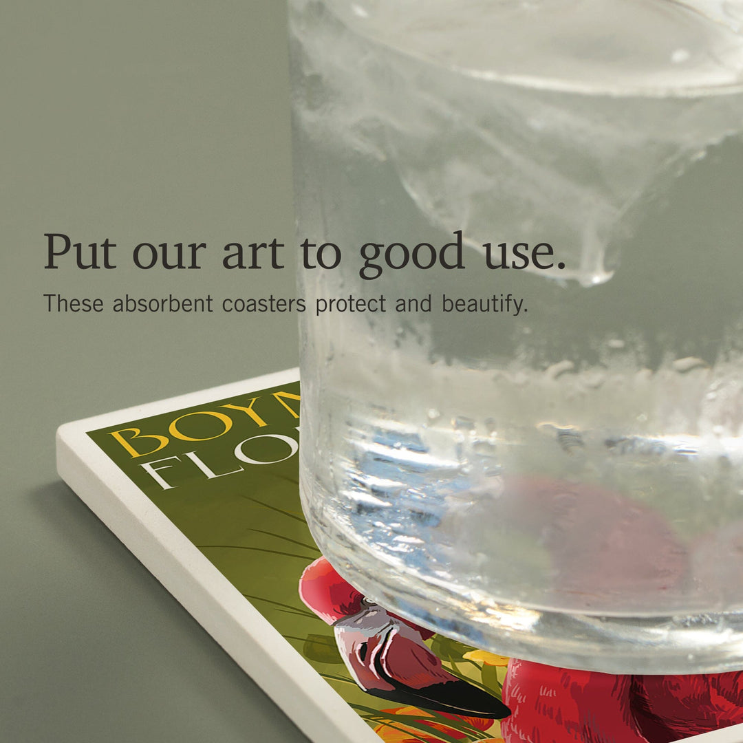 Boynton Beach, Florida, Flamingos, Coasters Coasters Lantern Press