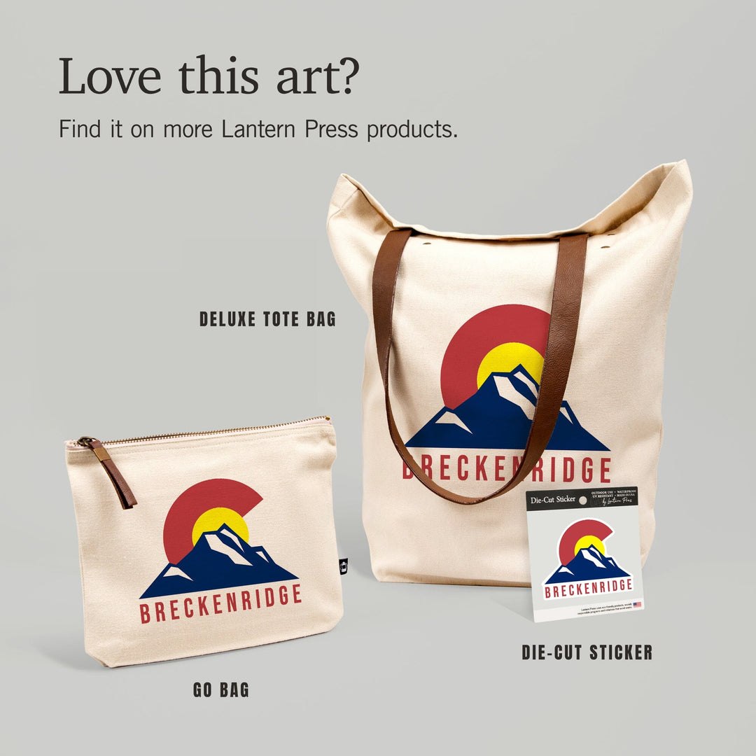 Breckenridge, Colorado, Flag & Mountain, Contour, Lantern Press Artwork, Vinyl Sticker - Lantern Press