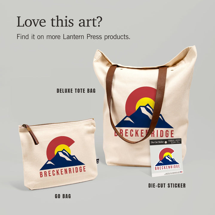 Breckenridge, Colorado, Flag & Mountain, Contour, Lantern Press Artwork, Vinyl Sticker - Lantern Press