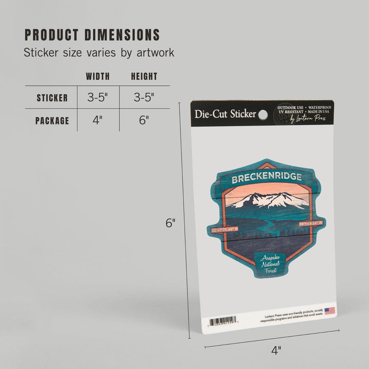 Breckenridge, Colorado, Rustic Vector, Contour, Vinyl Sticker Sticker Lantern Press