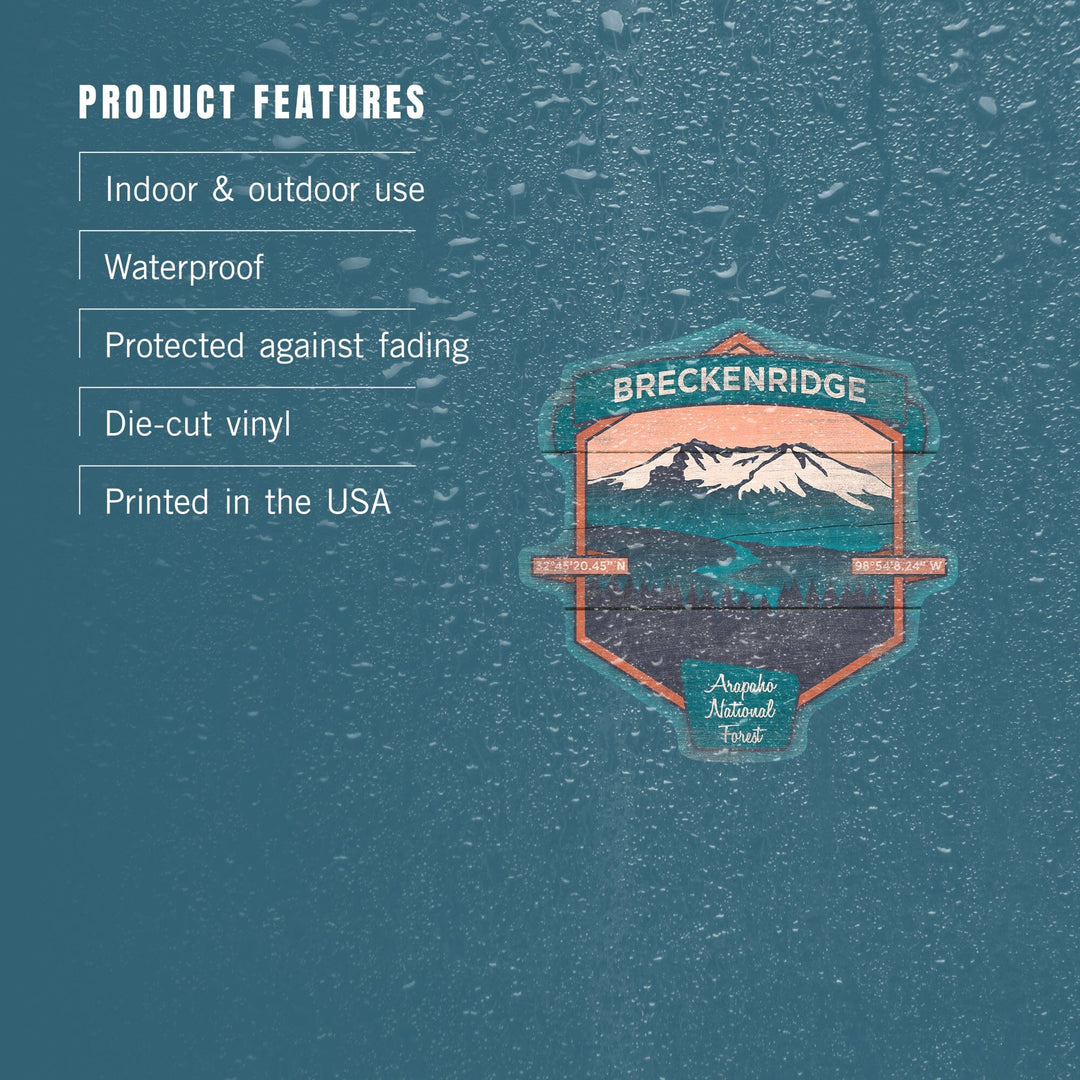 Breckenridge, Colorado, Rustic Vector, Contour, Vinyl Sticker Sticker Lantern Press