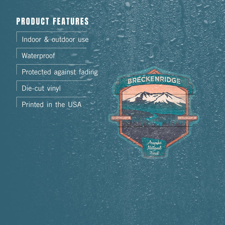 Breckenridge, Colorado, Rustic Vector, Contour, Vinyl Sticker Sticker Lantern Press